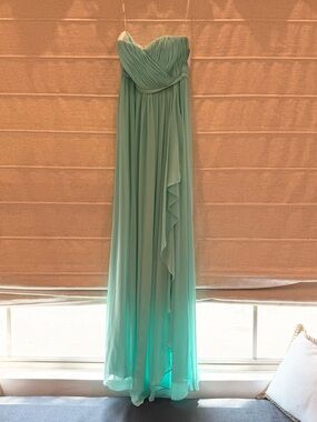 donna morgan strapless chiffon dress DONNA MORGAN SARAH SWEETHEART ROUCHED STRAPLESS CHIFFON DRESS BLUE SZ 6 NEW $189
